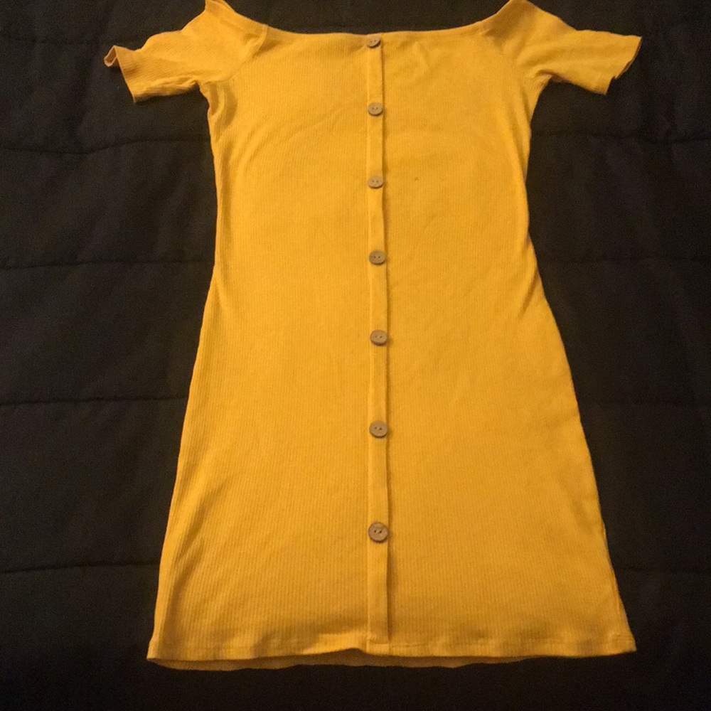 Yellow off the shoulder dress